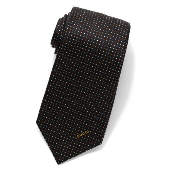 GUCCI Black/orange Men's Made In Italy Designer Silk Tie - Picture 1 of 1